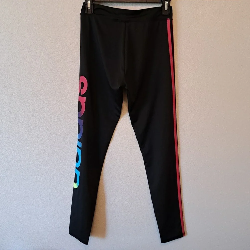 Athleta Girl Hoodie & Adidas Rainbow Logo Leggings Set Kid Size 12/16 Grey Black